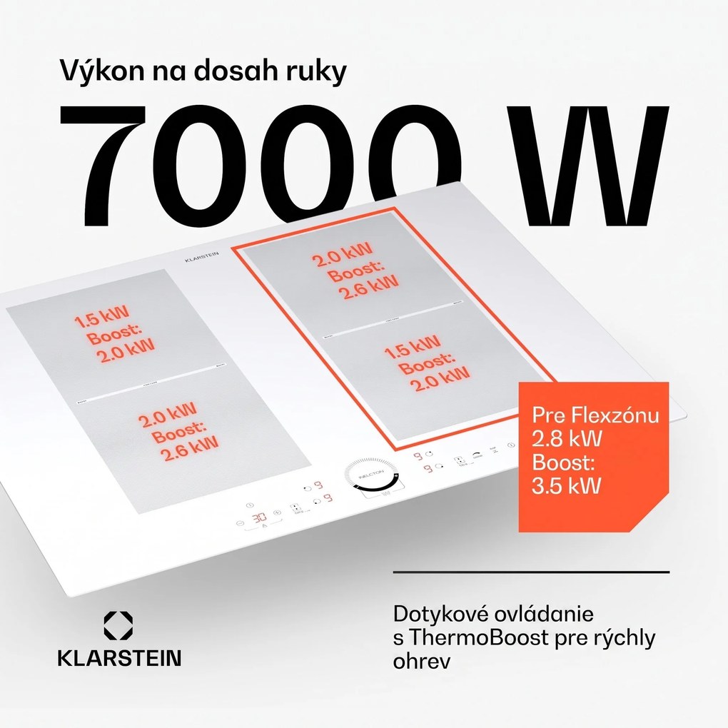 Klarstein Delicatessa 70 Flex, vstavaná indukčná varná doska, 4 zóny, 7000 W, sklokeramika