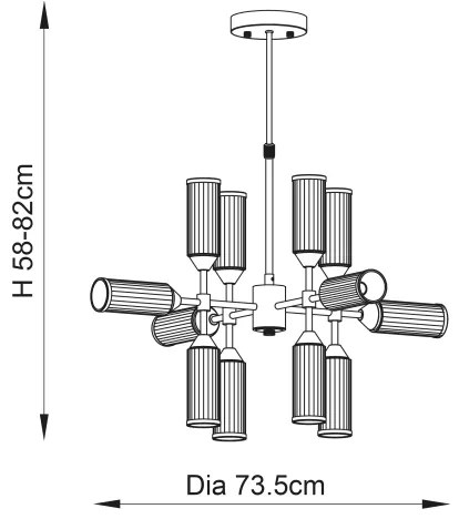 Endon 92214 - Luster na tyči TOUR 12xG9/3W/230V mosadz