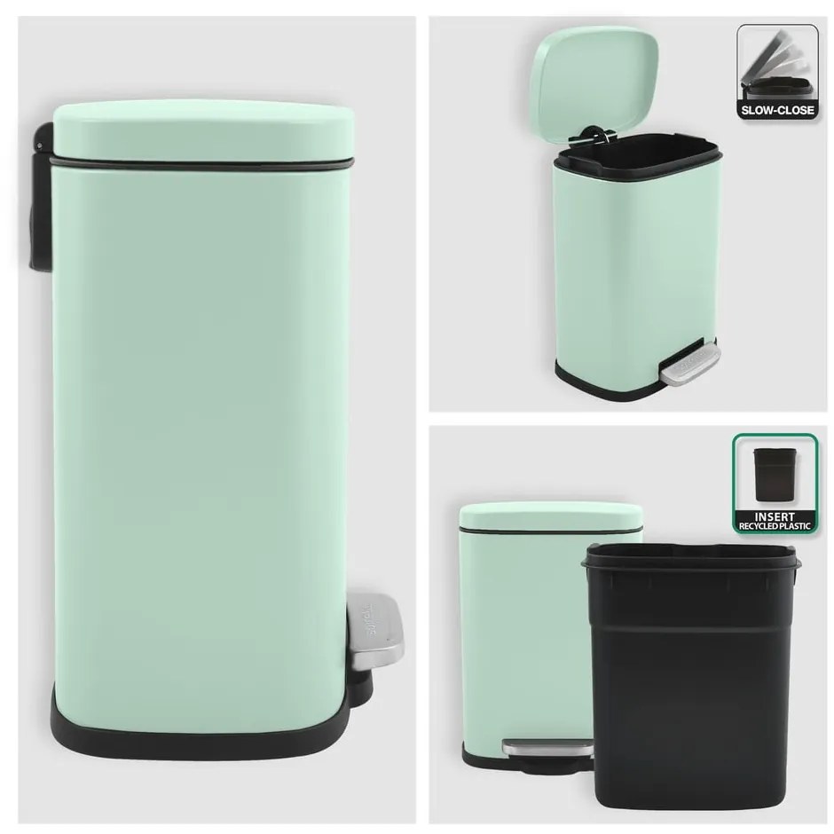 Nášľapný oceľový odpadkový kôš v mentolovej farbe 5 l Akira – Spirella