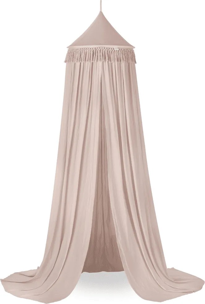 Baldachýn bavlnený Boho púdrovo ružová