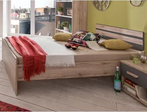 Posteľ Cariba 90x200 cm, dub san remo/grafit%