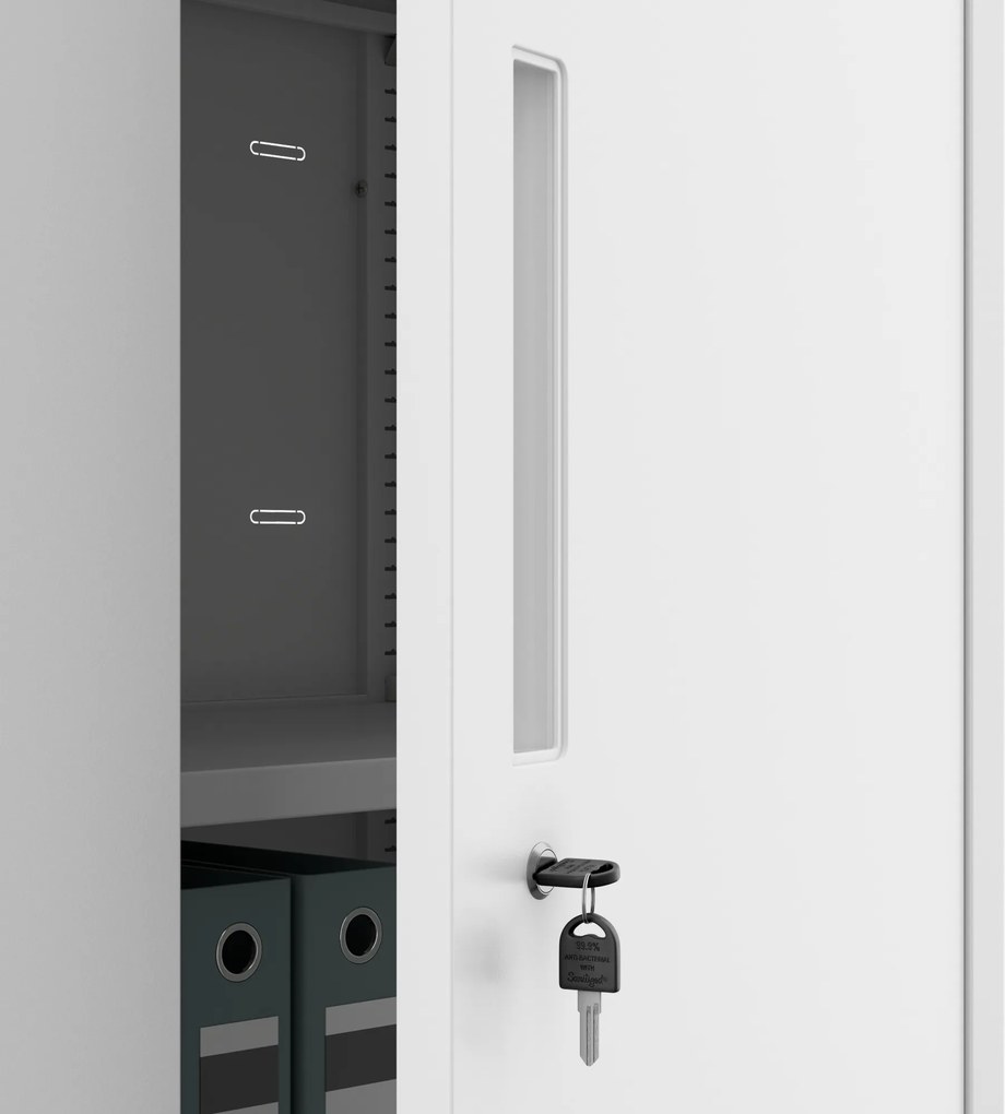 Modulárna kovová multifunkčná skriňa s vysokou zásuvkou biela MEGAN 1950 x 900 x 400 mm