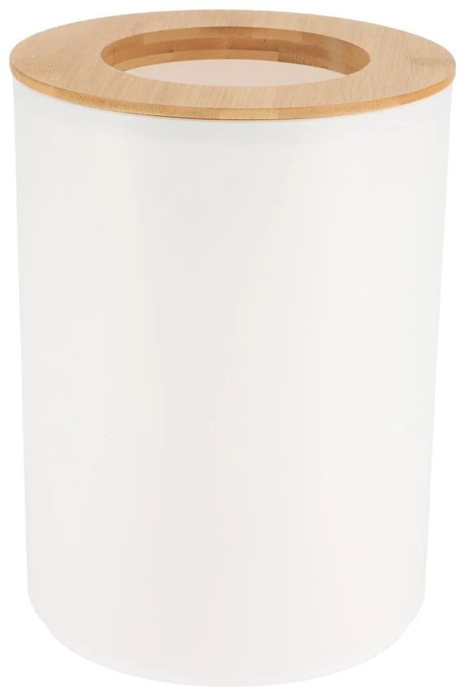 Odpadkový kôš Besson, biela/s drevenými prvkami, 5L