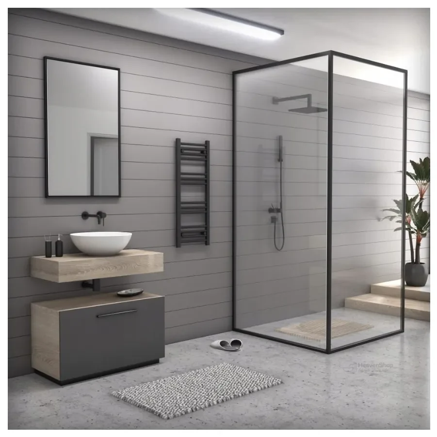 Erga Puerto, vykurovacie teleso 800x600 mm, 384W, čierna matná, ERG-LAV-GRZE-BK-6080