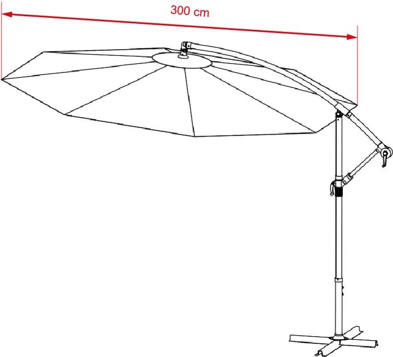 Veľký polohovateľný slnečník AVENBERG SUNNY LED 300, priemer 3M, béžová