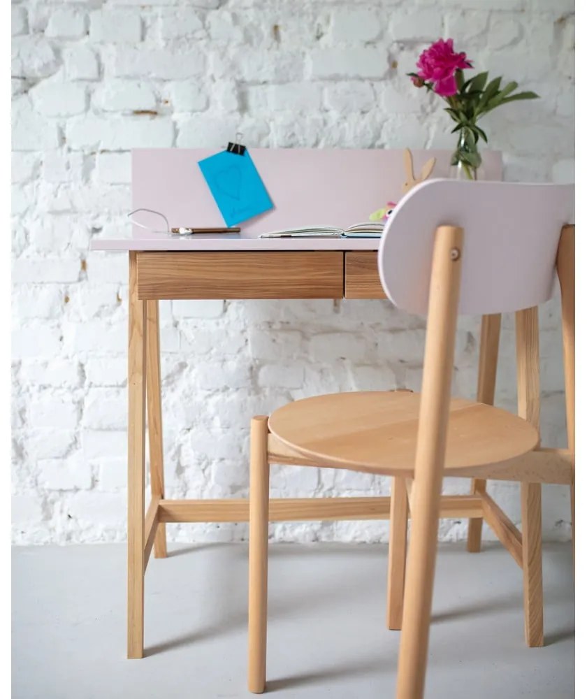 Sivý písací stôl s podnožím z jaseňového dreva Ragaba Luka, dĺžka 85 cm