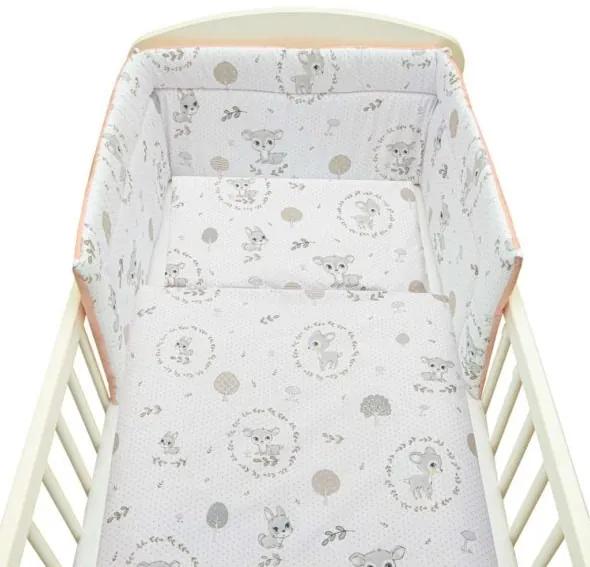 NEW BABY 3-dielne posteľné obliečky New Baby 100/135 cm Srnka sivo-rúžové