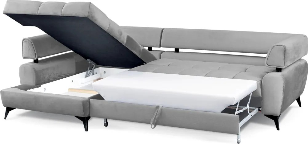 Rohová sedacia súprava Paris, svetlo šedá látka, ľavý roh