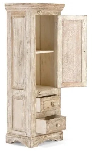 furniture-nabytek.cz - Masívna vysoká komoda do koupelne Patina z mangového dreva, lakovaná, prírodná – 48×33×130 cm
