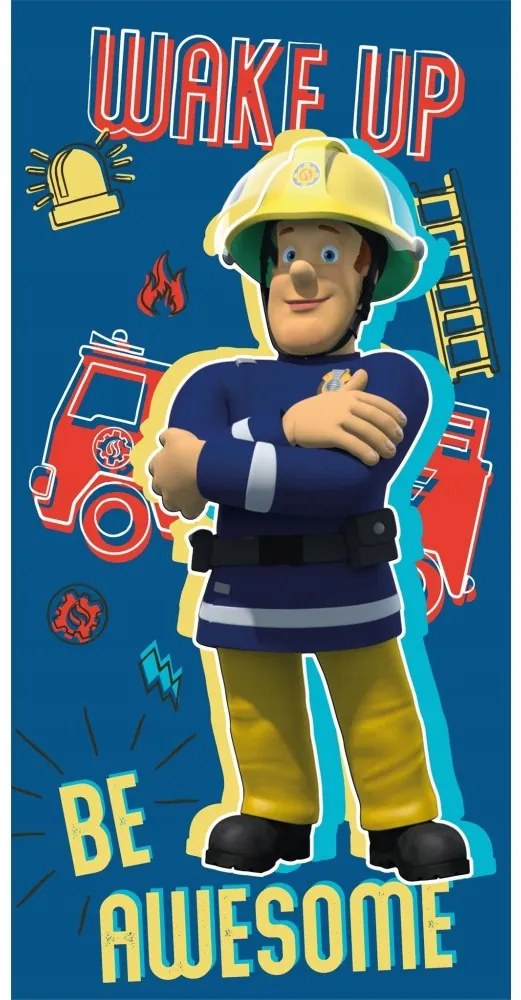 FARO osuška Požiarnik Sam MODRÁ 70x140 cm