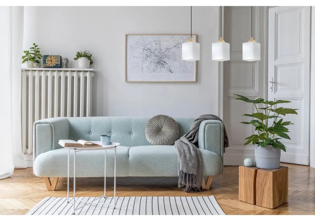 Závesné svietidlo Riffle Square, 3x biele sklenené tienidlo, b/g