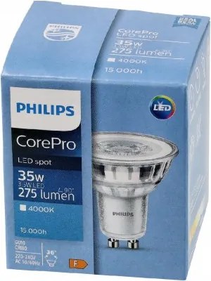 LED žiarovka Philips GU10 - 3,5 W - 275Lm 36 ° - neutrálna biela 4000K - CorePro Premium