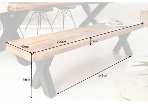 Lavica 40159 200cm Masív drevo Mango prírodná - Komfort-nábytok