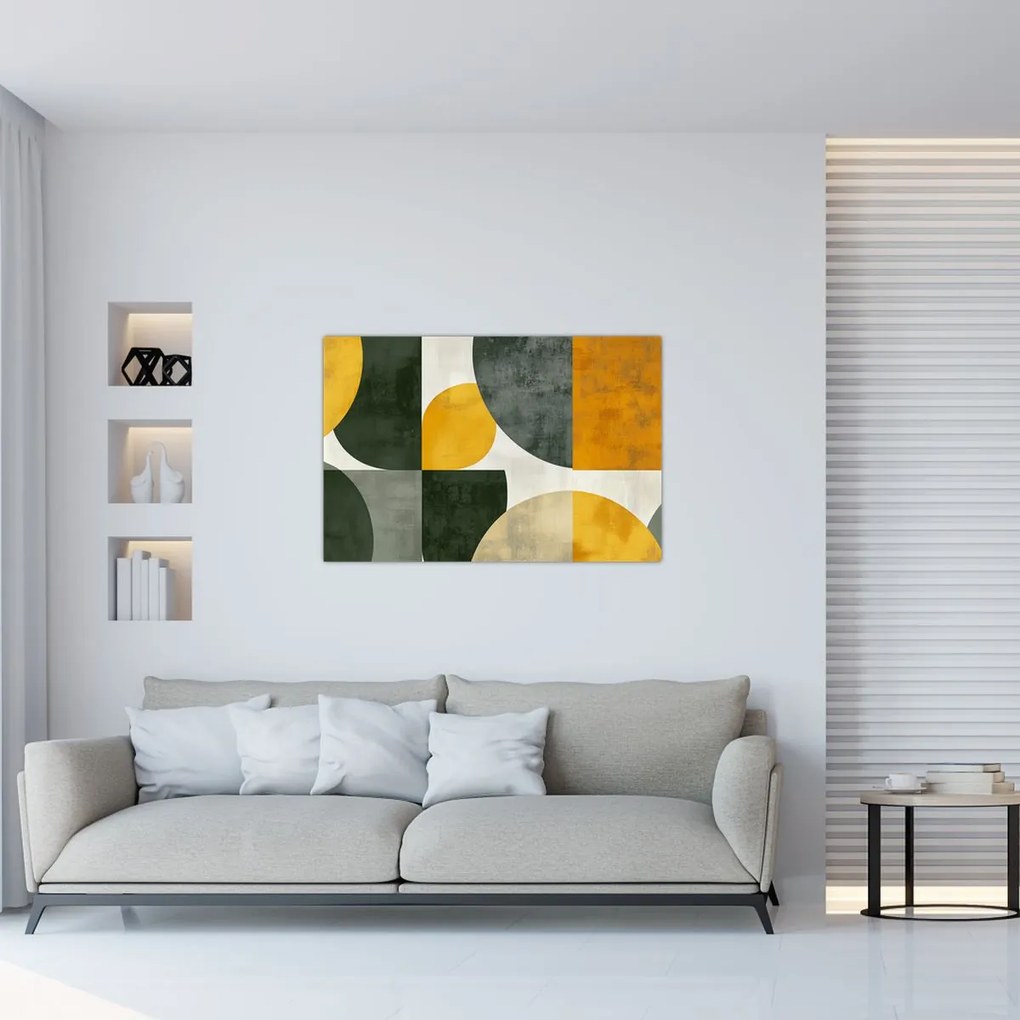 Obraz - Abstrakcia v olivovej farbe (90x60 cm)