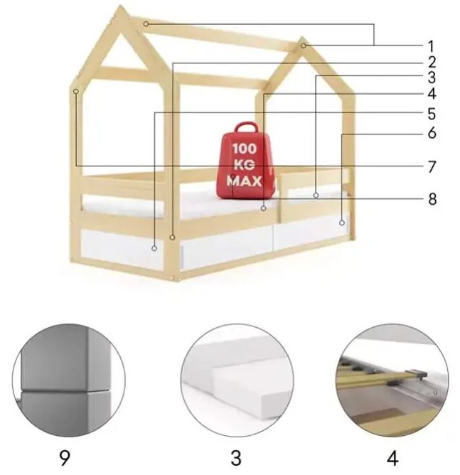 Domčeková posteľ DOMČEK 160x80cm - Borovica