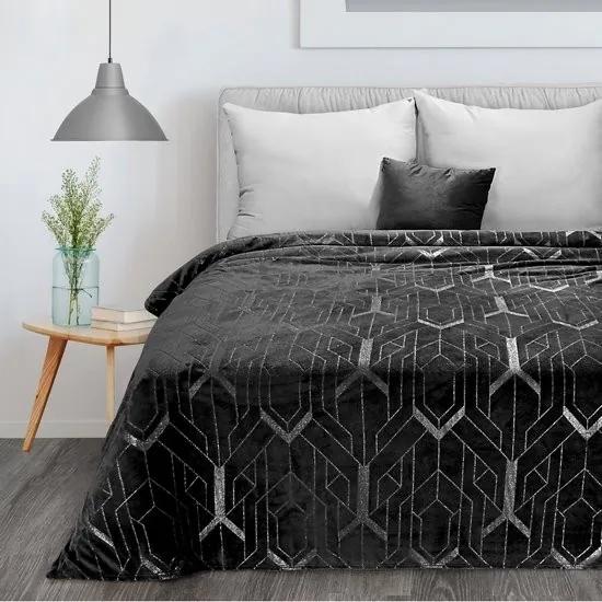 DomTextilu Luxusná čierna hrejivá deka so striebornou potlačou 150 x 200 cm 47650 Čierna