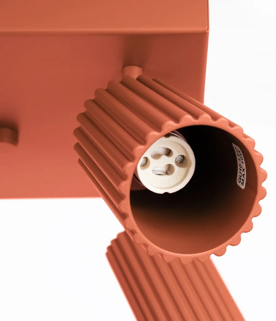 Stropné svietidlo Karbon, 4x okrovo červené kovové tienidlo, (možnosť polohovania)