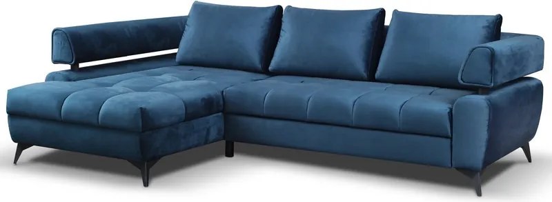 Rohová sedacia súprava Paris, modrá látka, ľavý roh