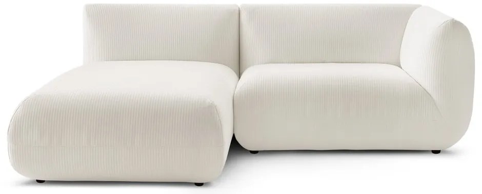 Biela menčestrová rohová pohovka (ľavý roh) Lecomte - Bobochic Paris