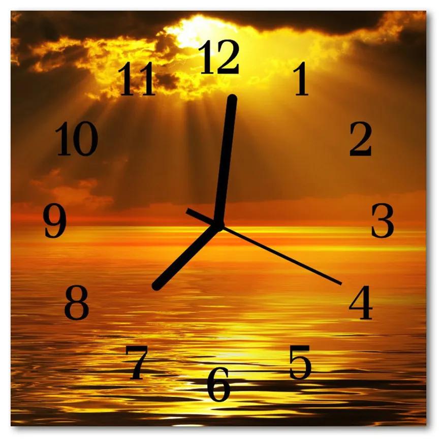 Nástenné sklenené hodiny Západ slnka 30x30 cm