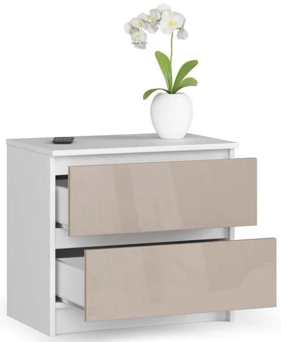 Nočný stolík K60 2SZ CLP cappuccino, lesk
