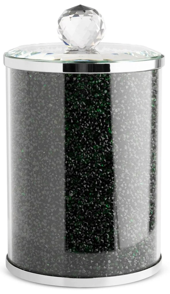 NÁDOBA S KRIŠTÁLIKMI 10X10X17 CM ZELENÁ