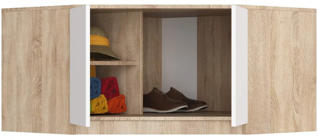 Nadstavec na rohovú šatníkovú skriňu CLP 100 cm dub sonoma/biela