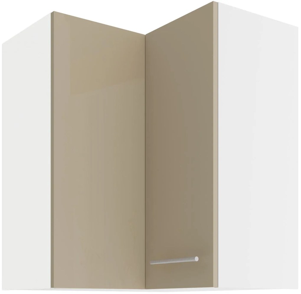Horná rohová kuchynská skrinka Lavera 60x60 GN-72 2F (90°) (korpus: biela + front: lesk cappucino). Vlastná spoľahlivá doprava až k Vám domov. 1134555