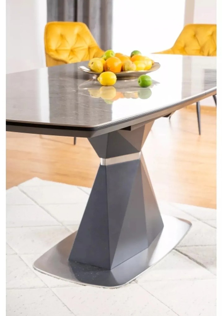 Rozkládací jídelní stůl Cortez 160/210 cm šedý mramor/antracitový