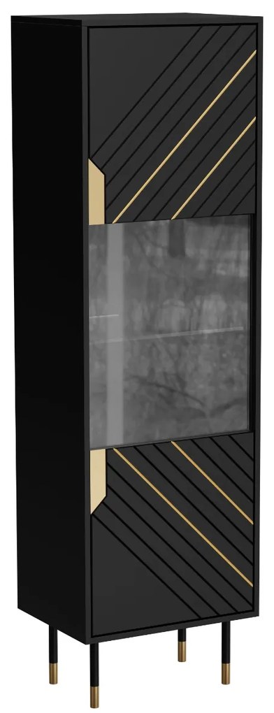VITRÍNA CAMILLO ČIERNA + ZLATÁ 54 cm