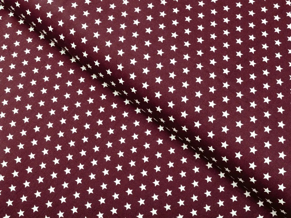 Biante Bavlnený obdĺžnikový obrus Sandra SA-351 Biele hviezdičky na tmavo červenom 120x180 cm