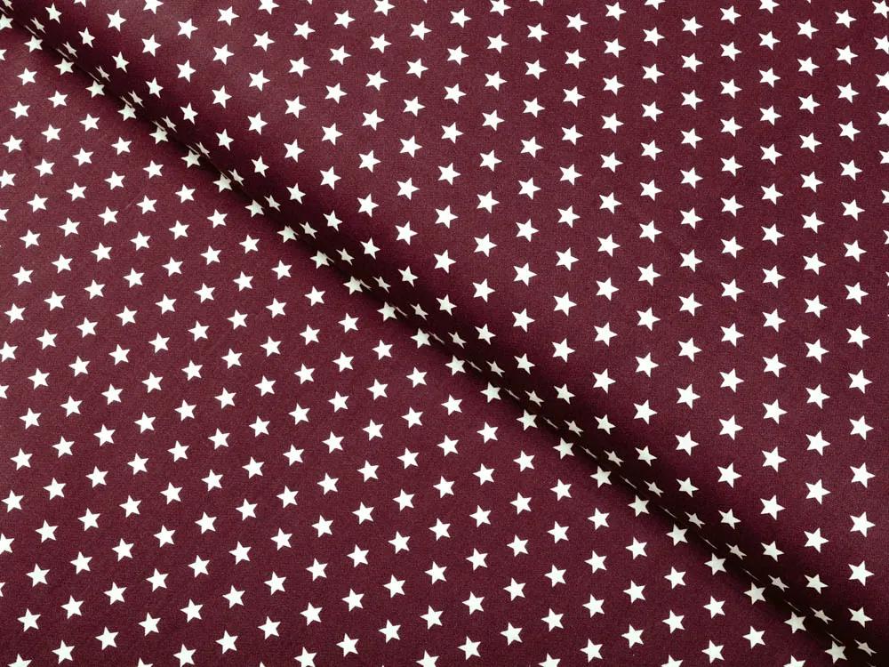 Biante Bavlnený oválny obrus Sandra SA-351 Biele hviezdičky na tmavo červenom 120x200 cm