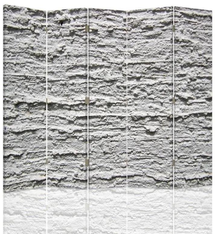 Ozdobný paraván Betonová šedá - 180x170 cm, päťdielny, obojstranný paraván 360°