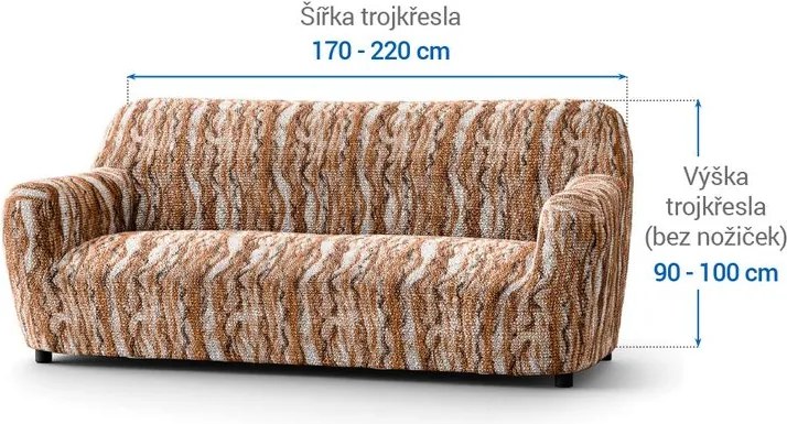 Bielastické poťahy OCEANO NOVÉ tehlové trojkreslo (š. 170 - 220 cm)