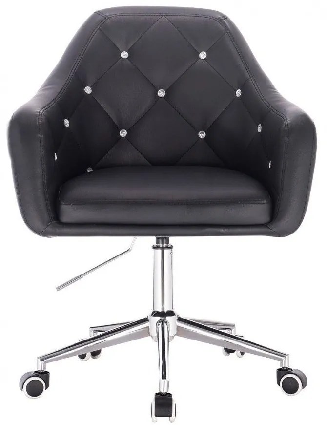 LuxuryForm DESIGN Kreslo ROMA na striebornej podstave s kolieskami - čierne