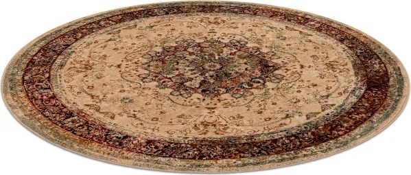 Koberec POLONIA KORDOBA 25 rozeta / rám, svetlý rubín kruh