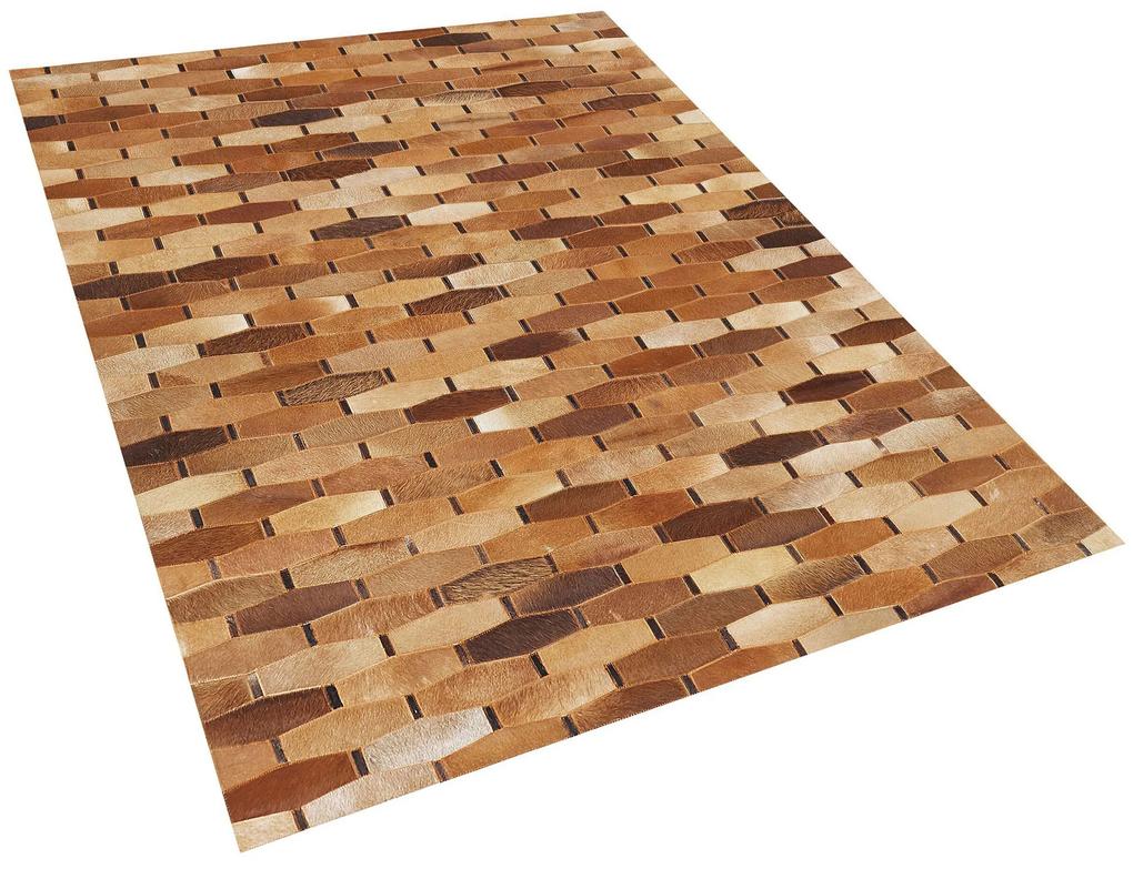 Kožený koberec 140 x 200 cm hnedý DIGOR Beliani