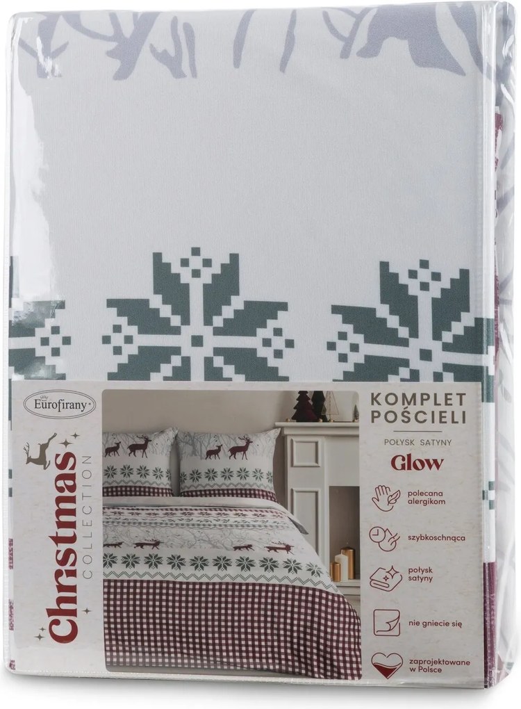 VIANOČNÉ OBLIEČKY Z MIKROVLÁKNA GLOW 200X220 CM, 2 KS 70X80 CM VZOROVANÉ