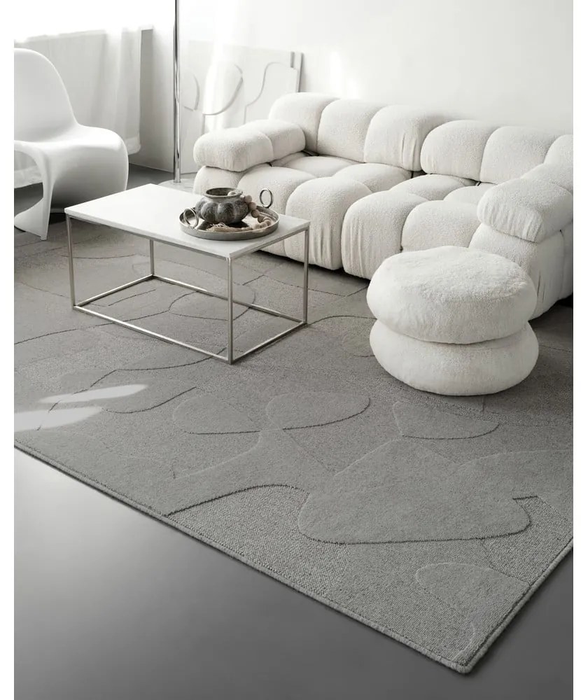 Sivý vlnený koberec 200x300 cm Morphic Botanica – Agnella
