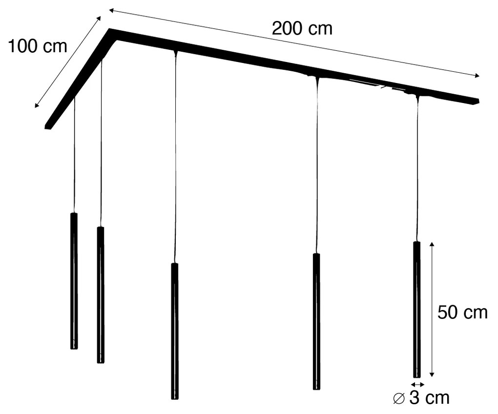 Moderný koľajnicový systém s 5 závesnými svietidlami biely 1-fázový - Iconic Frini