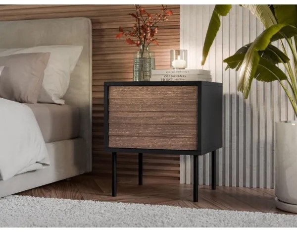 SADA 2x Nočný stolík CORTINA 51x45 cm čierna/orech warnia
