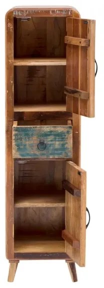 furniture-nabytek.cz - Masívna kúpeľňová vysoká skrinka Calcutta II z recyklovaného dreva, lakovaná, viacfarebná – 35×35×135 cm