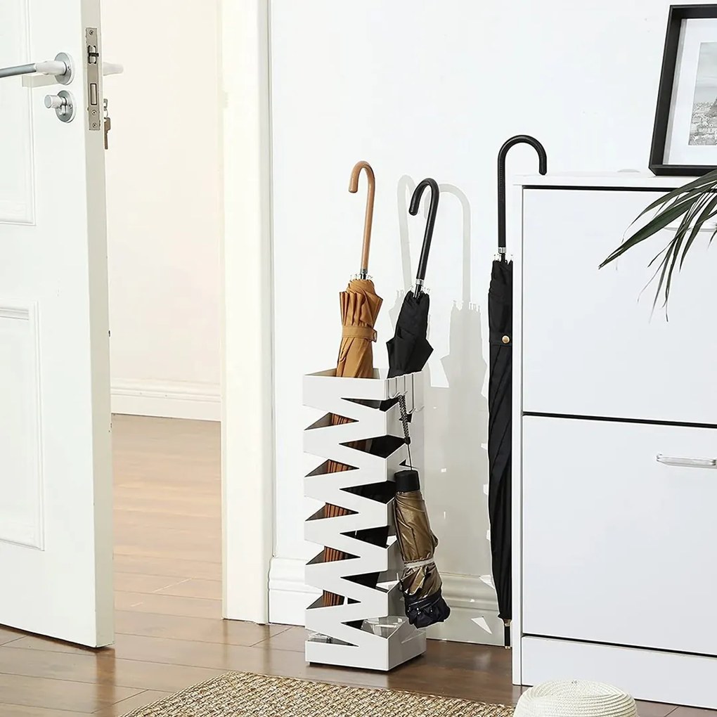Kovový stojan na dáždniky Loft White, 49x15,5 cm
