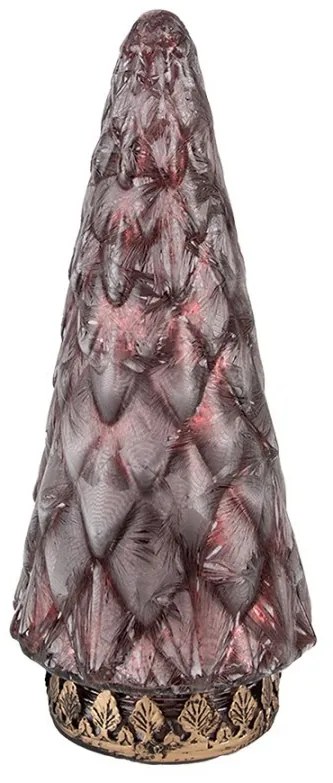 Tmavočervený sklenený dekoračný svietiaci stromček LED Tree - Ø 11*24 cm