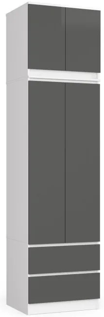 Skriňa s nadstavcom S 60 cm 2D 2SZ CLP biela / sivá