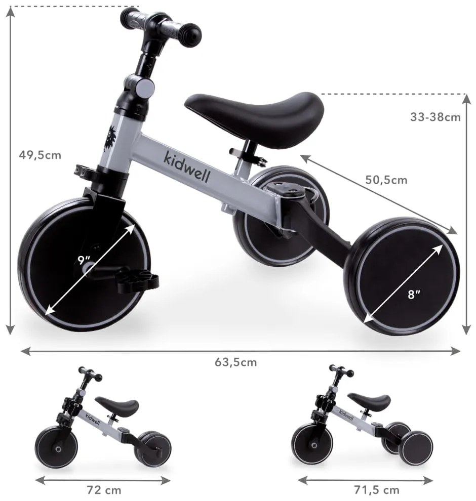 Cykloodrážadlo 3v1 PICO Gray