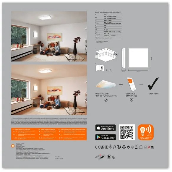 Ledvance - LED Stmievateľné stropné svietidlo SMART+ MAGNET LED/42W/230V Wi-Fi