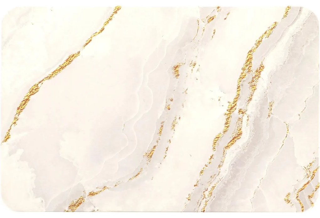 TENDANCE Predložka do kúpeľne Sofer Marble, 39x60 cm, zlatá/biela