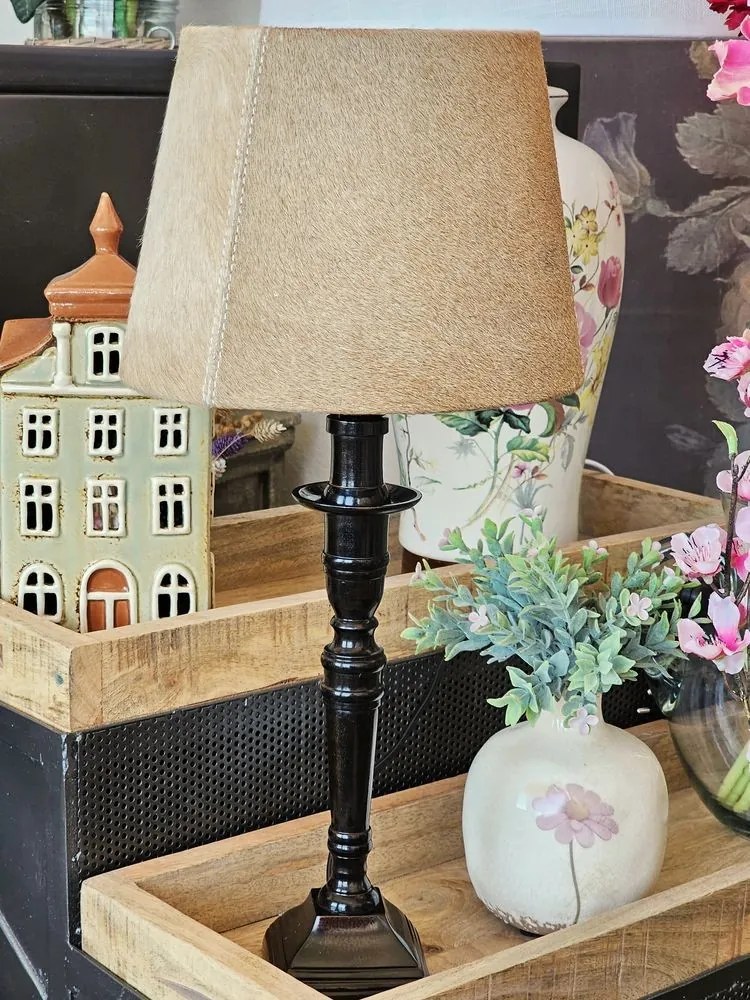 Svetlo hnedé tienidlo na lampu z hovädzej kože - Ø 20* Ø 15*15cm