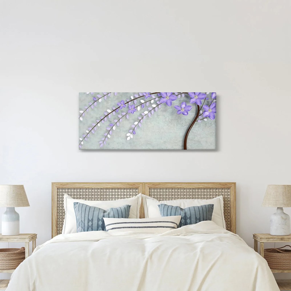 Obraz - Fialový dážď (120x50 cm)